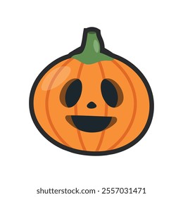 pumpkin head with outline in flat vector design.