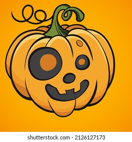 Pumpkin head painting Halloween, vector illustration.