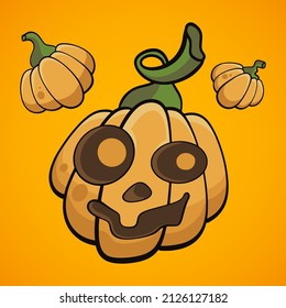 Pumpkin head painting Halloween, vector illustration.