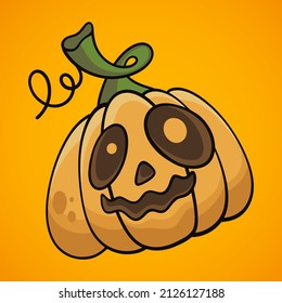 Pumpkin head painting Halloween, vector illustration.