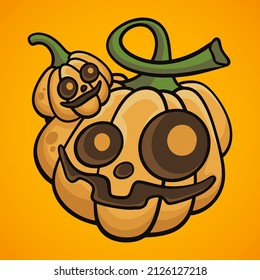 Pumpkin head painting Halloween, vector illustration.