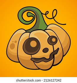 Pumpkin head painting Halloween, vector illustration.