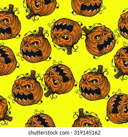 pumpkin head seamless pattern