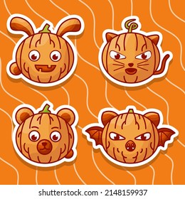 Pumpkin head set with animal Face