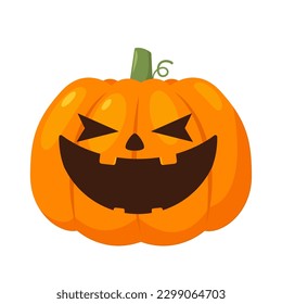 Pumpkin head set. Cute and scary halloween pumpkin monster set. Holidays cartoon character in flat style collection.
