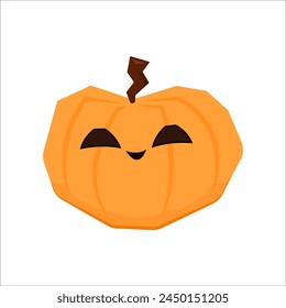 Pumpkin head set. Cute and scary Halloween pumpkin monster set. Holidays cartoon character in flat style collection.