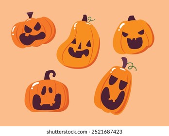 Pumpkin head set.Halloween pumpkin set