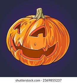 Pumpkin Head Smiley Face Vector Illustration