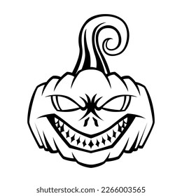Pumpkin Head Vector Black And White Logo Design Illustration