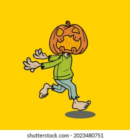 pumpkin head zombie illustration, halloween zombies.