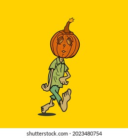 pumpkin head zombie illustration, halloween zombies.
