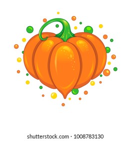 Pumpkin Heart vector illustration. Isolated on white. For web, clothes and graphic design, prints, posters, cover, package, stickers, cards and party invitations. Valentine design. Halloween design.