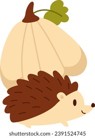 Pumpkin With Hedgehog Vector Illustration