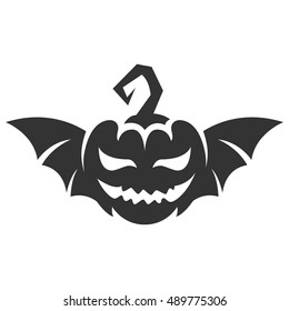 Pumpkin for Helloween with bat wings. For t-shirt or other uses - stock vector