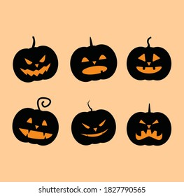 Pumpkin helloween expressions flat vector