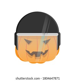 Pumpkin in a helmet. Vector illustration. 