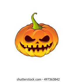 pumpkin for the holiday Happy Halloween, vector illustration isolated on white background