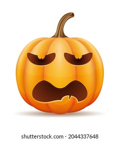 pumpkin with horrible faces for halloween celebration vector illustration isolated on white background