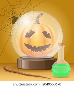 pumpkin with horrible faces for halloween celebration vector illustration for the holiday of all saints