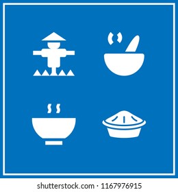 pumpkin icon. 4 pumpkin vector set. soup, scarecrow and pie icons for web and design about pumpkin theme