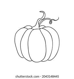 Icono de calabaza fruta de otoño en dibujos simples de línea. Ilustración vectorial de calabaza para Halloween o cosecha, insignias para etiquetas, embalaje
