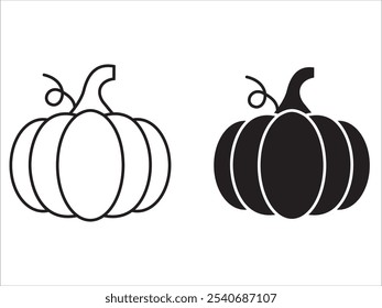 pumpkin icon. Autumn vegetable symbol. Thanksgiving pumpkin vector illustration. Orange Halloween decoration concept. October pumpkin outline and flat sign