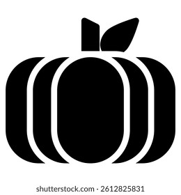 Pumpkin icon in Black Fill. Glyph Style. Isolated on White Background