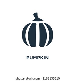 Pumpkin icon. Black filled vector illustration. Pumpkin symbol on white background. Can be used in web and mobile.