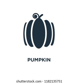 Pumpkin icon. Black filled vector illustration. Pumpkin symbol on white background. Can be used in web and mobile.
