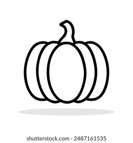 Icono de calabaza. Icono lineal negro de una calabaza, ideal para temas de Halloween y otoño. Ilustración vectorial