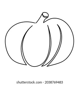 Icono de calabaza en negro lineal un estilo de trazo continuo aislado en blanco Simple ilustración vectorial plana.
