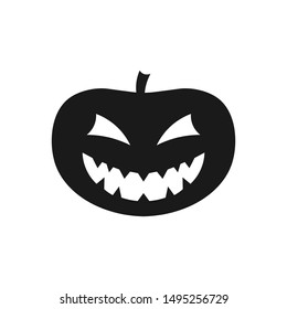 Pumpkin icon. Black silhouette. Vector drawing. Front view. Isolated object on a white background. Isolate.