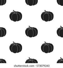 Pumpkin icon in black style isolated on white background. Canadian Thanksgiving Day pattern stock vector illustration.