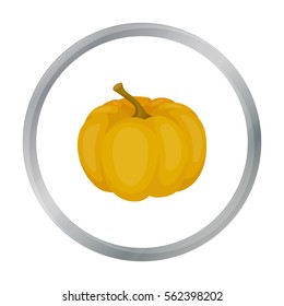 Pumpkin icon in cartoon style isolated on white background. Canadian Thanksgiving Day symbol stock vector illustration.