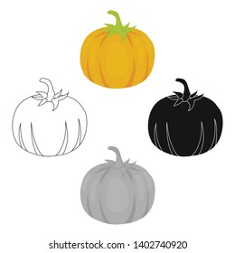 Pumpkin icon cartoon,black. Singe vegetables icon from the eco food cartoon,black.