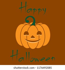 Pumpkin icon with carved muzzle on a brown background, vector, 10 EPS