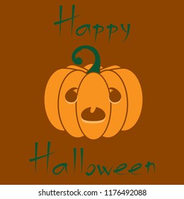 Pumpkin icon with carved muzzle on a brown background, vector, 10 EPS