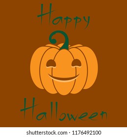 Pumpkin icon with carved muzzle on a brown background, vector, 10 EPS