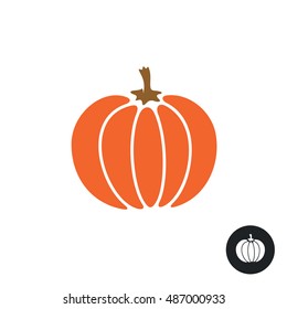 Pumpkin icon. Color isolated on white. Simple flat style pumpkin illustration. Harvest thanksgiving or halloween theme.