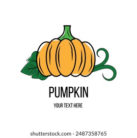 Pumpkin Icon Copy Space. Agriculture and vegetable harvest concept vector