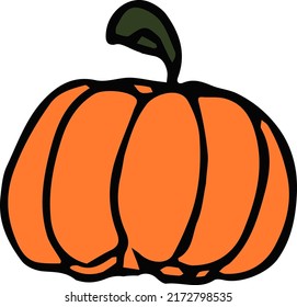 Pumpkin icon. Doodle vector illustration with pumpkin