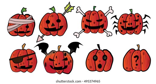 pumpkin icon element set for Halloween. vector illustration