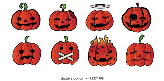 pumpkin icon element set for Halloween. vector illustration