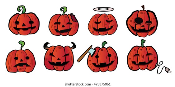 pumpkin icon element set for Halloween. vector illustration