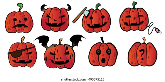pumpkin icon element set for Halloween. vector illustration