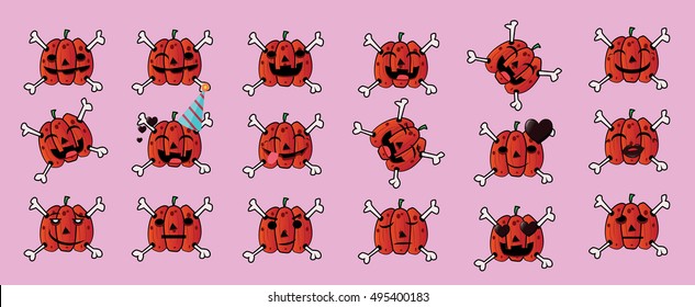 pumpkin icon element set for Halloween. vector illustration