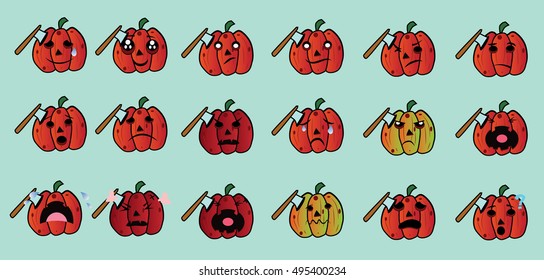 pumpkin icon element set for Halloween. vector illustration