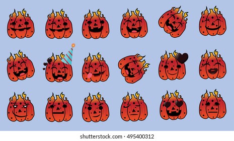 pumpkin icon element set for Halloween. vector illustration