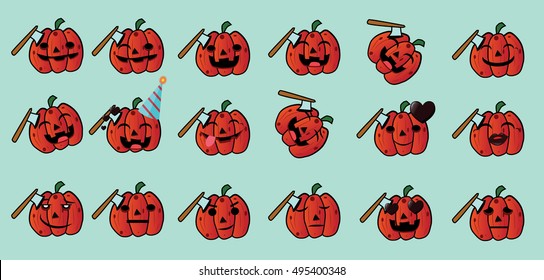 pumpkin icon element set for Halloween. vector illustration