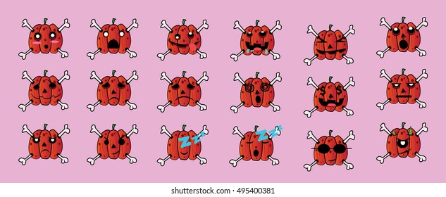 pumpkin icon element set for Halloween. vector illustration